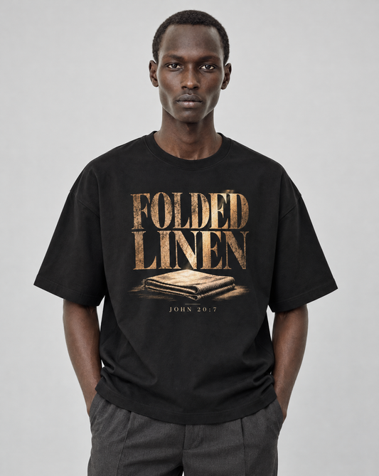 Folded Linen — Noir Boxy Tee